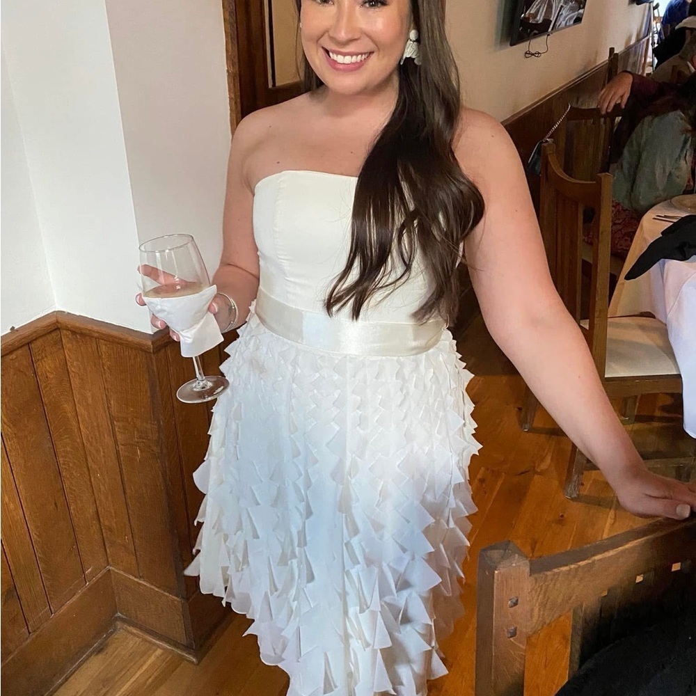 White House Black Market Cream Ruffle Maxi Skirt Dress